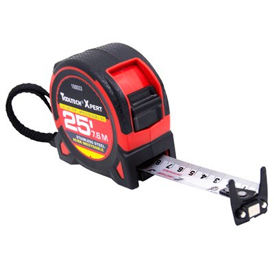 Stainless steel Tape Measure 25ft (7.5m) x 1in Metric / Imperial Double Sided