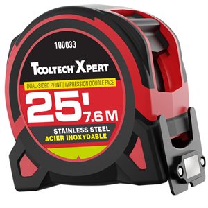 Stainless steel Tape Measure 25ft (7.5m) x 1in Metric / Imperial Double Sided