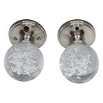 Door Knob Crystal Bubble Privacy Satin Nickel