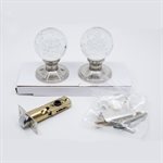 Door Knob Crystal Bubble Privacy Satin Nickel