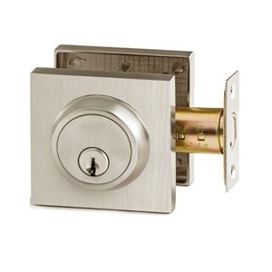 Deadbolt Single Cylinder Square Satin Nickel