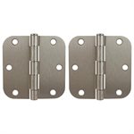 2PC Door Hinge 3in x 3in Round Corner 5 / 8in Satin Nickel Steel