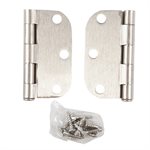 2PC Door Hinge 3in x 3in Round Corner 5 / 8in Satin Nickel Steel