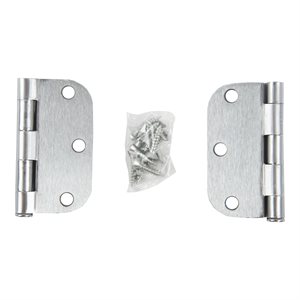 2PC Door Hinge 3in x 3in Round Corner 5 / 8in Brushed Stainless Steel