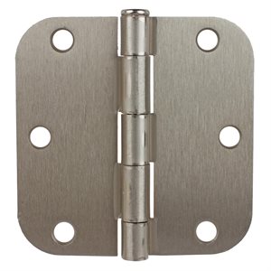 2PC Door Hinge 3 ½ in x 3 ½ in Round Corner 5 / 8in Satin Nickel Steel