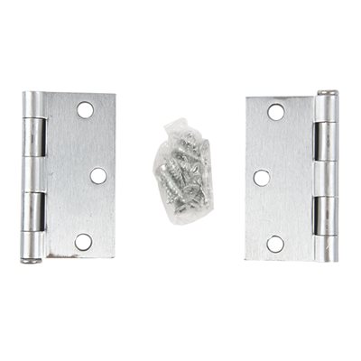 2PC Door Hinge 3in x 3in x 2mm Square Corner Brushed Stainless Steel