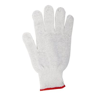 1dz. Knitted Poly / Cotton Gloves White With Black PVC Dots (S)