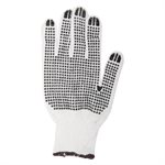 1dz. Knitted Poly / Cotton Gloves White With Black PVC Dots (XL)