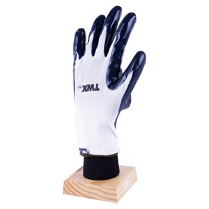 1dz. Knitted Nylon Gloves White With Nitrile Palm Dark Blue (OSFA)