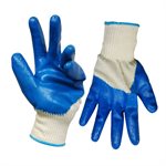1dz. Knitted Cotton Gloves White With Nitrile Palm Blue (OSFA)