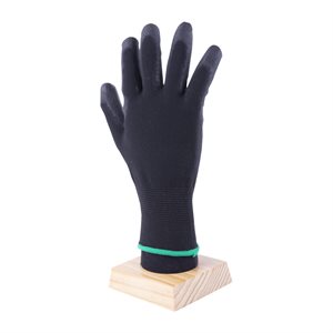 1dz. Knitted Polyester Gloves Black With PU Palm (L)