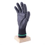1dz. Knitted Polyester Gloves Black With PU Palm (L)