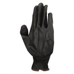 1dz. Knitted Polyester Gloves Black With PU Palm (XL)