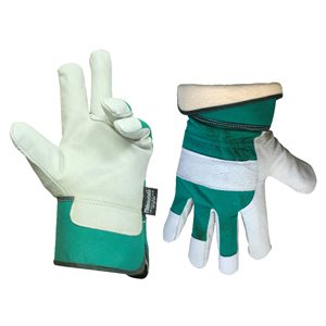 1dz. Pigskin Leather Gloves With Fleece Lining Rubberized Cuff (OSFA)
