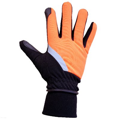 1 Pair Mechanic Thinsulated Gloves Orange / Black With PU Palm Black & Reflective Strap (OSFA)