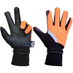 1 Pair Mechanic Thinsulated Gloves Orange / Black With PU Palm Black & Reflective Strap (OSFA)