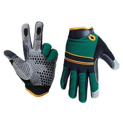 1 Pair Super Gripper Contractor Gloves Green / Black (XL)