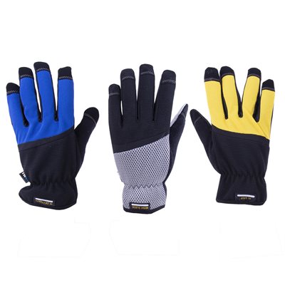 3 Pair Multipurpose Gloves (High Grip / Hi Dexterity / Mesh Suede)