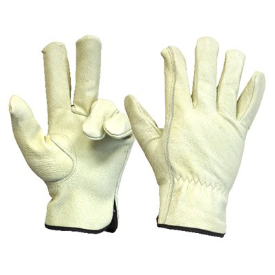 1 Pair Unlined Pigskin Driver Gloves Elastic Cuff Cotton Hem (L)