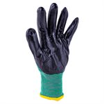 1dz. Knitted Polyester Gloves Green With Black Nitrile Palm (M)