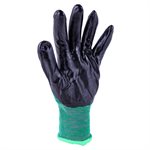 1dz. Knitted Polyester Gloves Green With Black Nitrile Palm (L)