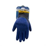 1dz. Knitted Cotton Gloves Gray With Crinkle Latex Palm Blue (M)