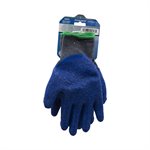 1dz. Knitted Cotton Gloves Gray With Crinkle Latex Palm Blue (L)