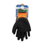 1dz. Knitted Polyester Gloves Orange With Latex Foam Black Palm (L)