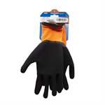 1dz. Knitted Polyester Gloves Orange with Latex Foam Black Palm (XL)