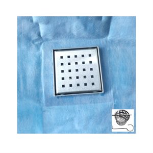 Waterproof Square Shower Drain Square Grid With Flange 4in x D in x 4in Stainless Steel
