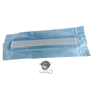 Waterproof Linear Shower Drain Square Grid With Flange 36in x 5 5 / 16in x 3 1 / 8in Stainless Steel