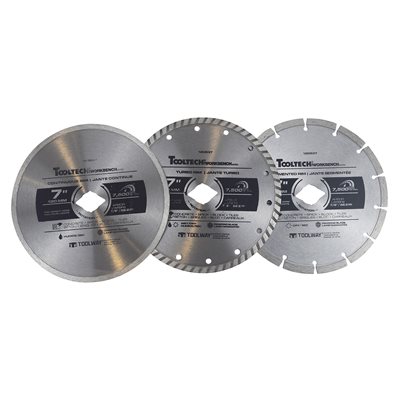 3PC Diamond Saw Blades 7in Set (Segmented / Turbo / Continuous)