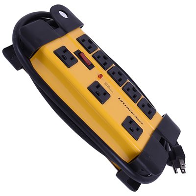 Surge Protector Power Bar 6ft 8-Outlet 1050-Joules Yellow / Black