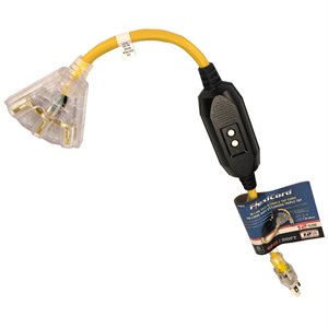 Extension Cord In-line GFCI with Manual Reset AWG 12 / 3 Triple Tap 15Amp / 125V 2ft / 0.6m