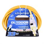 Extension Cord Outdoor SJTW 12 / 3 Lighted Single Tap 30ft Yellow