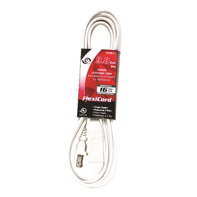 Extension Cord Indoor SPT-2 16 / 2 3-Tap White 3m / 9.8ft