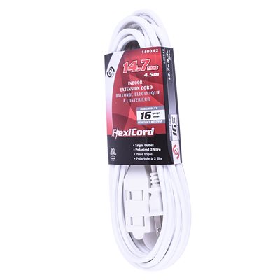 Extension Cord Indoor SPT-2 16 / 2 3-Tap 15ft White