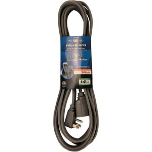 Extension Cord Indoor SPT-3 14 / 3 Single-Tap 15ft Grey