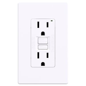 Decora GFCI Receptacle with Wall Plate 15Amp White