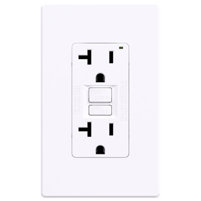 Decora GFCI Receptacle with Wall Plate 20Amp White