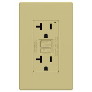 Decora 20-Amp GFCI Receptacle with Wall Plate Ivory