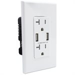 Decora Duplex Receptacle With USB Port Type A&C 20Amp White