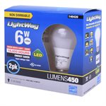 2PK Bulb A19 LED Non-Dimmable E26 Base 6W Warm White