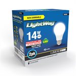 2PK Ampoules LED A19 Non-Dimmables à Base E26 14W Blanc Chaud