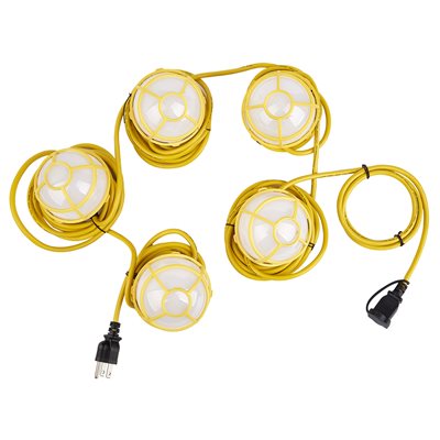 Industrial LED String Lights 5-Head SJTW 16 / 3 60W 50ft IP65