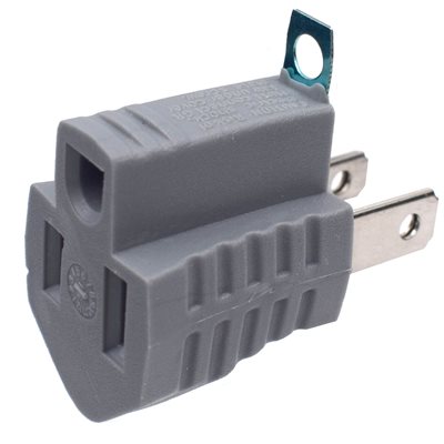 Grounded Wall Adapter 1-Outlet 2 to 3 Prong Grey