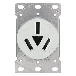 Range Receptacle 3 Pole 3 Wire White