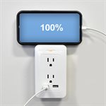 Surge Protector Grounded Wall Adapter 2-USB / 2-Outlet White