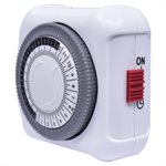 Indoor 24-Hour Mechanical Timer With Grounded Outlet White