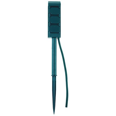 Outdoor Mini Power Stake Grounded 3-Outlet Green